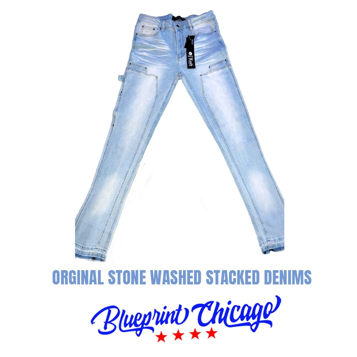 STONE WASHED STACKED DENIM