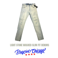 Light stone washed slim fit denims