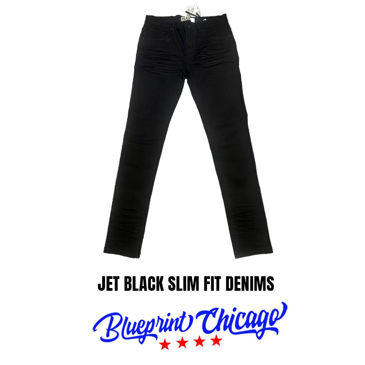 Jet black slim fit denims